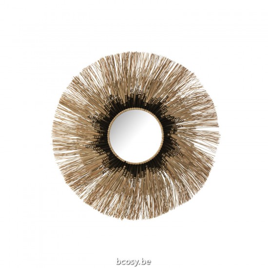 J Line Spiegel Melissa Paille Natuur Zwart Large Wandspiegels JO42362.