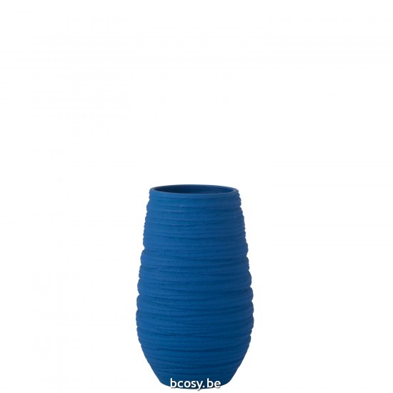 J Line Vaas Fiesta Keramiek Blauw Large bloempotten bloemvaas bloemvazen bloemenvaas bloemenvazen siervaas siervazen bloempot JO43004.
