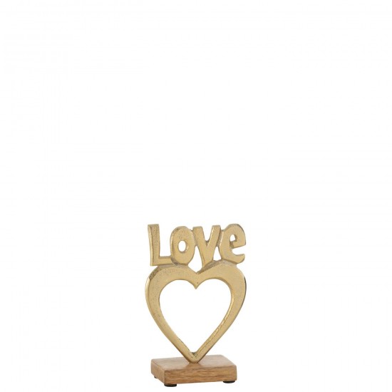 Jline Love Corazon Sobre Pie Aluminio Madera Oro Small.