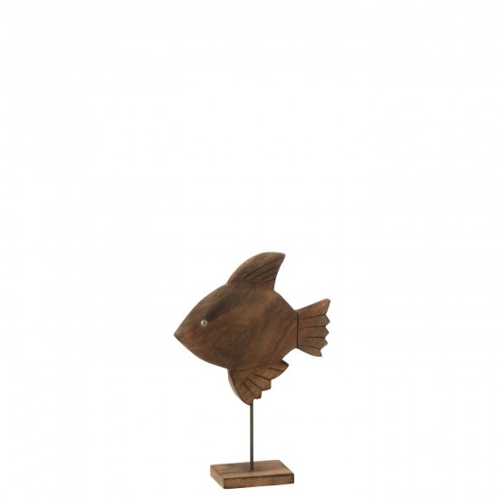 JLine J Line Decoratie Vis Mangohout Metaal Bruin Zwart Small dieren.