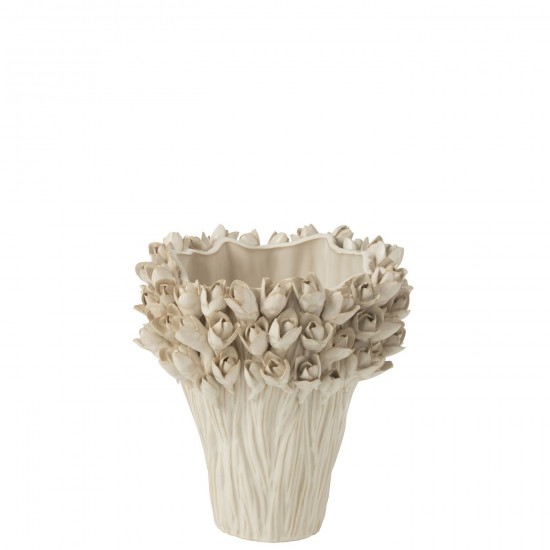 Jline Jarron Ambrosia Ceramica Blanco Mediano.