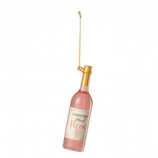 Jline Lámpara Colgante Botella De Vino Vidrio Rosa Dorado.