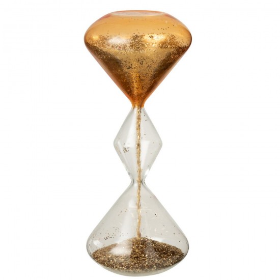 Jline Reloj De Arena Brillos Vidrio Dorado.