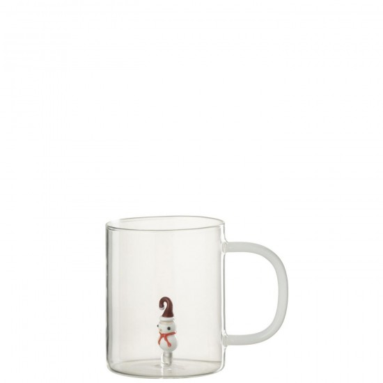 Jline Vaso Muñeco De Nieve Vidrio Transparente Multicolor.