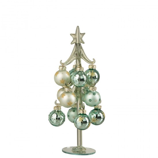 Jline Árbol De Navidad Bolas Vidrio Verde Menta Azul Claro Small.
