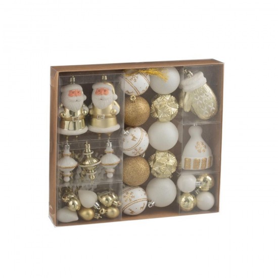 Jline Caja De 45 Adorno Navideño Plástico Blanco Dorado.