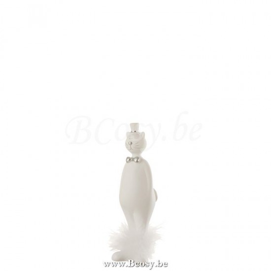 Jline Gato Sombrero Resina Blanco Plata Small