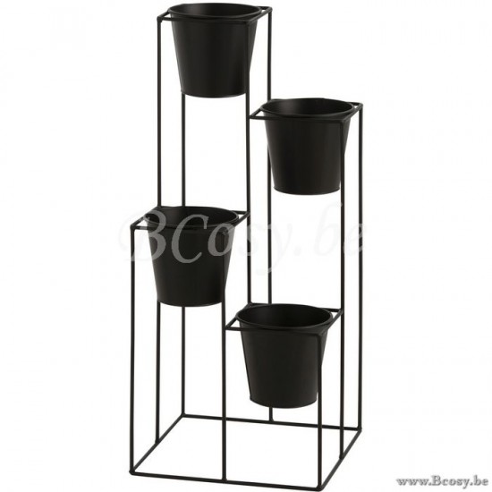 armoires etageres rayons ouvertes Jolipa Jline Etagere Suspendue Cachepot 4 Parties Metal Noir Small