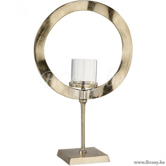J Line 96716 Windlicht Rond Voet Aluminium Goud Large 63H windlichten