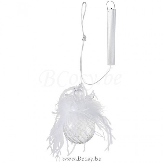 J Line Jline Kerstballen Engel Led Pluim Glas Klaar Small