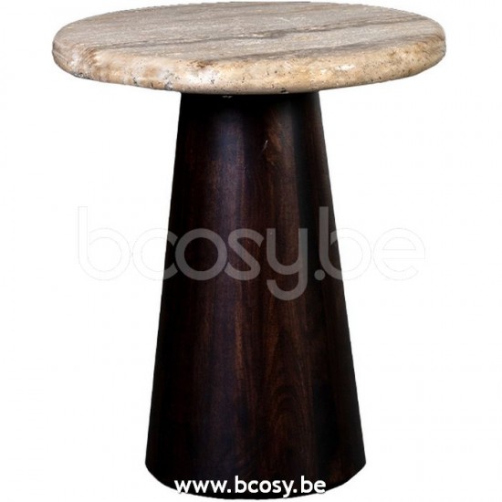 Lifestyle TABLE BASSE UTAH BASE TRAVERTIN NOIX Ø45xH50