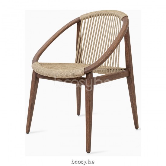 Vincent Sheppard Norma armstoelen Donkerbruin gebeitst Eiken frame Zandkleurig Touw Polypropyleen.