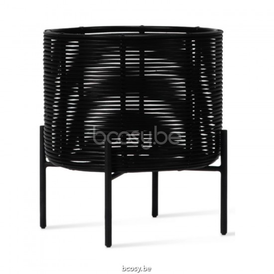 Vincent Sheppard Ivo pots de fleurs à l'extérieur jardinières cadre en Acier Noir Dia 40x45h Cordon en osier Noir Polyéthylèn