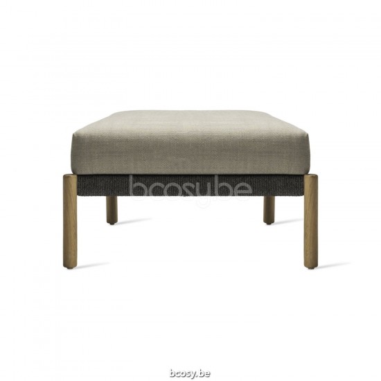 Vincent Sheppard Lento Modular Fußhocker Rahmen aus Unbehandeltes Teakholz Anthrazit-Kohle Seil Polypropylen.