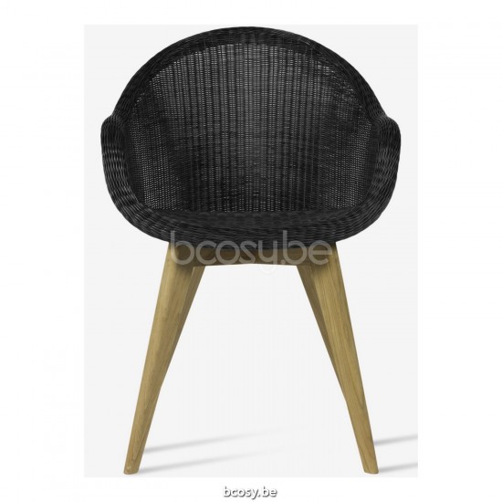 Vincent Sheppard Edgard Tuinarmstoelen Onbehandeld teakhout frame Zwart Wicker Polyethyleen.