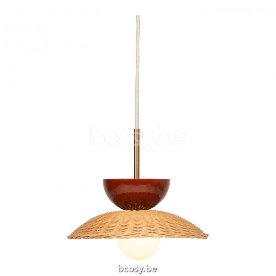 Vincent Sheppard Vincent Sheppard Arvin Pendant Lamp Maroon Ceramic frame Natural Rattan.