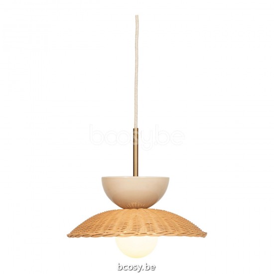 Vincent Sheppard Arvin Hanglamp Mushroom Keramiek frame Naturel Rotan.
