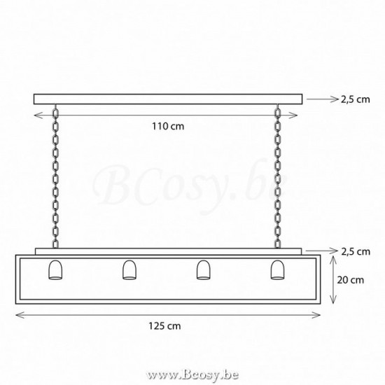 AUTHENTAGE Authentage Vitrine suspension long chain 125 cm - 4L Br. nickel Authentage VIT104600.