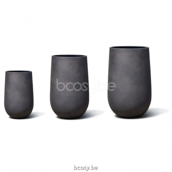 Jardinico CURVO Round Flower And Plant Pot ø32x60H+ø45x80H+ø55x90H Curvo Pottery set Caffé.