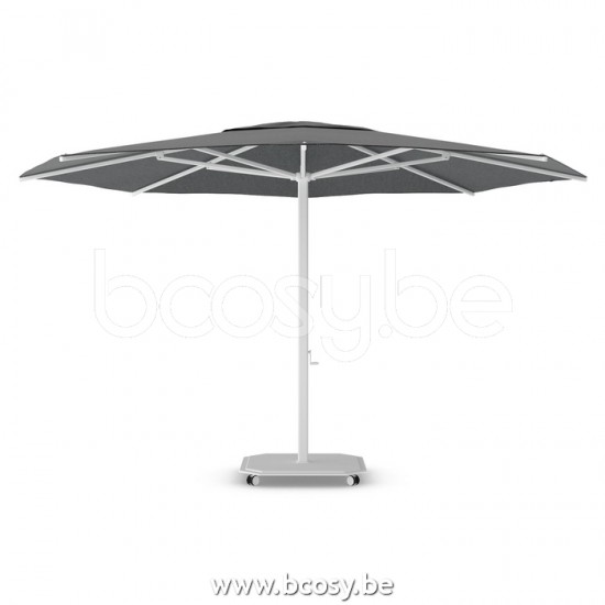 Jardinico JCP203 Ø450 Parasol À Mât Central Mât Blanc Toile Onyx Sunbrella Plus Marine.