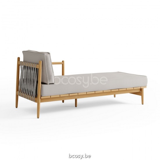 Jardinico NOA Chaise longue arm links teak - artichok koord Truffle.