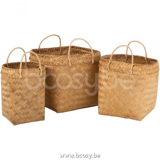 paniers de rangement Jolipa J Line Jline Set De 3 Panier Carre Rotin Naturel