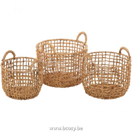 paniers de rangement Jolipa J Line Jline Set De 3 Panier Rond Ouvert Jacynthe D Eau Naturel