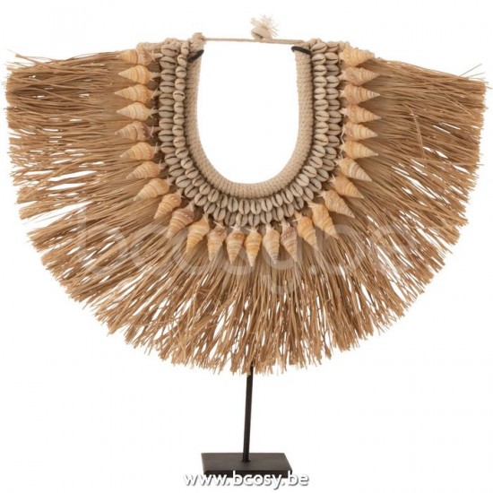 J Line 11338 Ketting Staander Dora Schelpen Zeegrass Beige Small L25xB10xH35 verenkransen verenkettingen