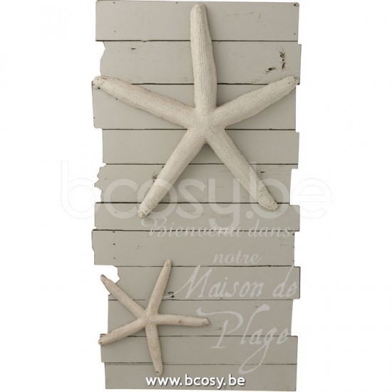 J Line 12174 Kader Maison De Plage Hout Licht Grijs Wit Large L54xB8xH99 muurkaders