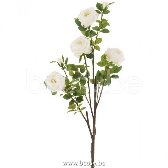 J Line 12481 Roos 4Delig Bladeren Plastiek Wit L30xB30xH86 bloemen flores fiori
