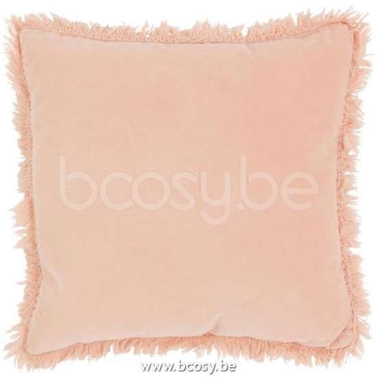 coussins Jolipa J Line Jline Coussin Bord Long Coton Lin Rose