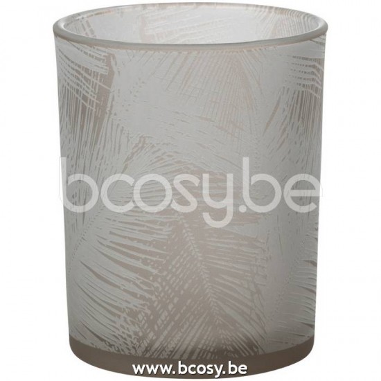 J Line Jline Windlicht Blätter Glas Beige Medium t lichthalter teelichtleuchter teelichte