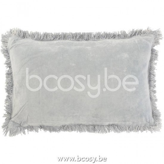 J Line Jline Cushion Fringe Cotton Velvet Blue cushion