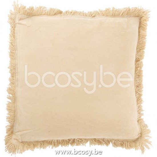 J Line Jline Cushion Fringe Cotton Velvet Beige cushion
