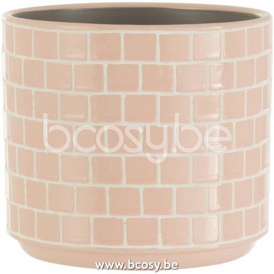 J Line Jline Übertopf Glänzend Viereckig Keramik Rosa Large blumentopf blumentoepfe blumenhalter