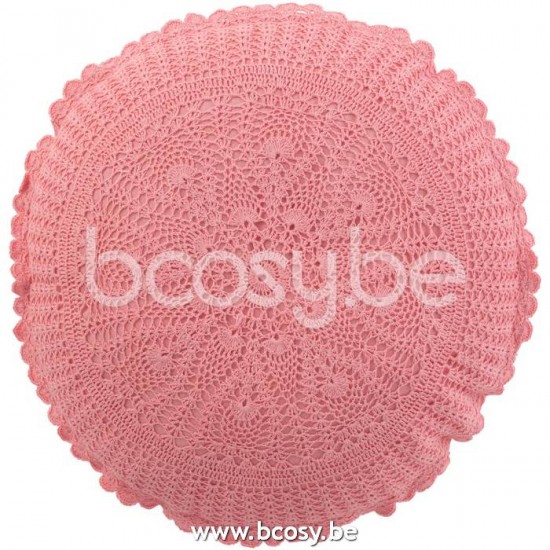 J Line Jline Jolipa 23071 Kussen Rond Mia Kant Katoen Roze