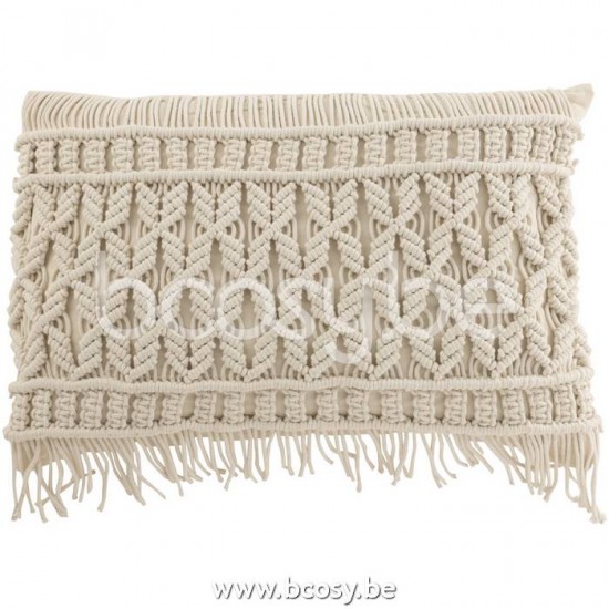 J Line Jline Jolipa 23148 Kussen Cosy Rechthoek Katoen Gebroken Wit