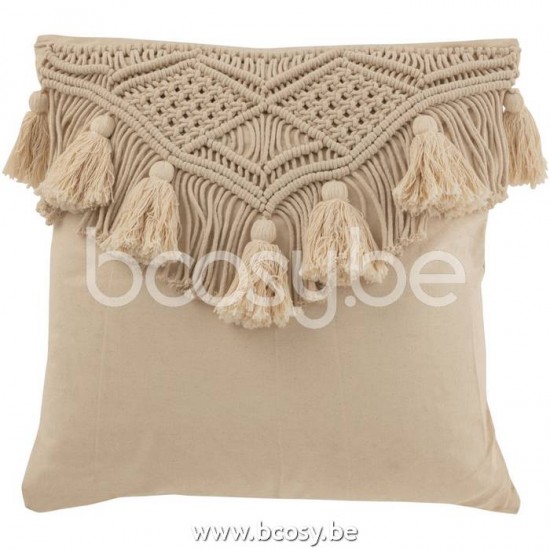 coussins Jolipa J Line Jline Coussin Cosy Beige Cotton Large