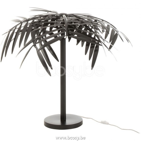 Jline Lampara De Mesa Hoja Metal Negro