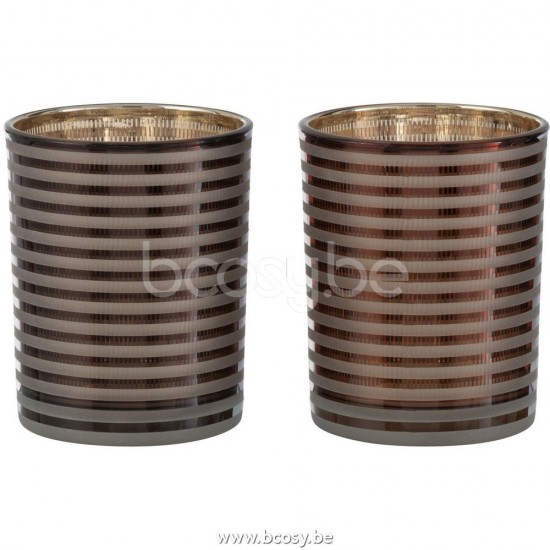 J Line Jline Hurricane Stripes Glass Br Small tea lights holders