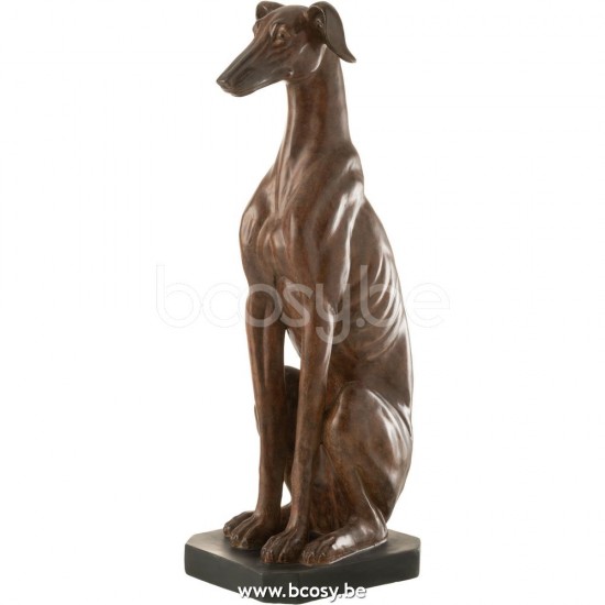 animal animaux statuettes Jolipa J Line Jline Levrier Assis Poly Brun Large