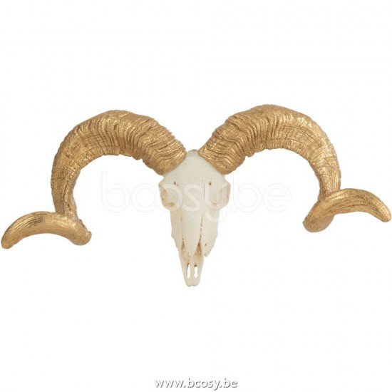 animal animaux statuettes Jolipa J Line Jline Crâne Mouton Resine Blanc Or Small