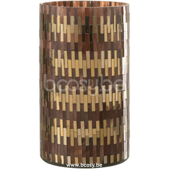 J Line Jline Hurricane Chic Glass Brown Gold X Large tea lights holders