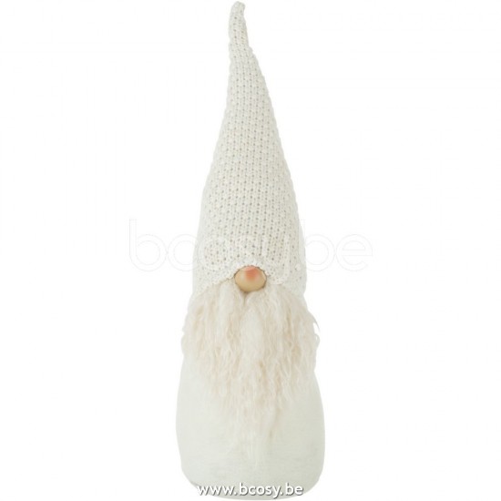 J Line 26840 Kerstman Poly Wit Small L13xB13xH48 cm kerstmannen kerstmannetjes