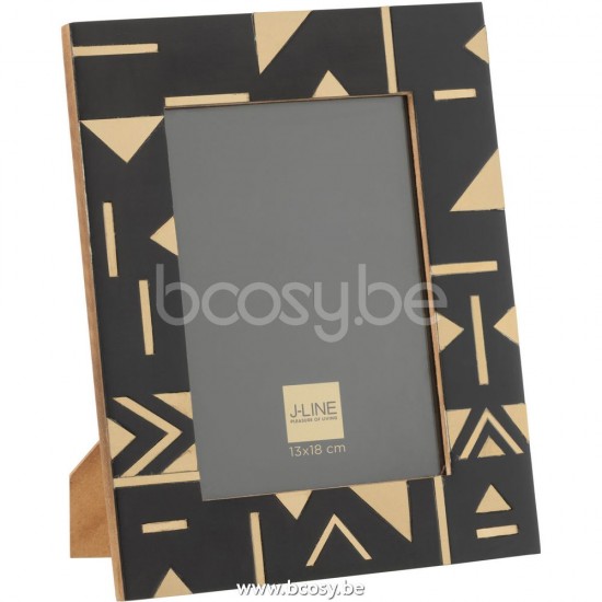 J Line Jline Photoframe Geometric 13X18 Wood Resin Black Gold L 20X25Cm photo holder picture frame holders frames