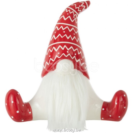 peres noël Jolipa J Line Jline Pere Noel Assis Ceramique Rouge Blanc Large