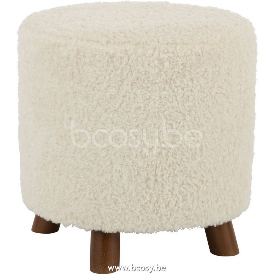 J Line 28051 Poef Schaap Poot Polyester Wit L40xB40xH40 cm voetbanken poefs bijzetpoefs hockers poeven voetbankjes ottomans ottomannen