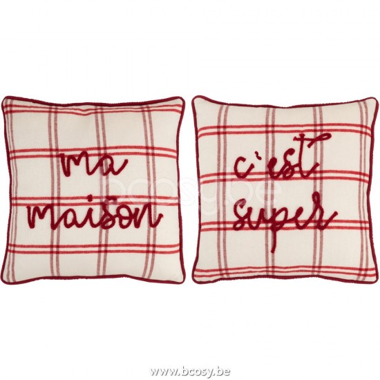 J Line Jline Cushion Text Polyester Red White Assortment Of2 cushion