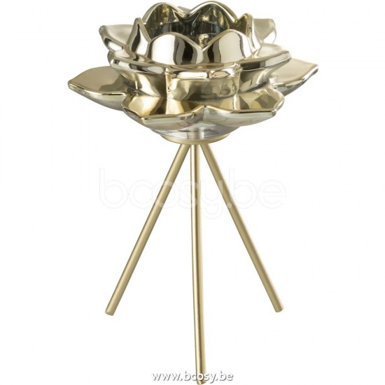 Jline Fotosforo Pie Flor Vidrio Oro Large