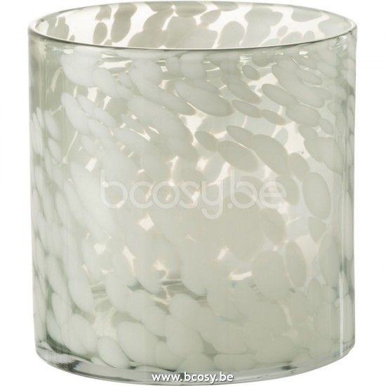 J Line Jline Hurricane Dot Glass Grey White Medium tea lights holders